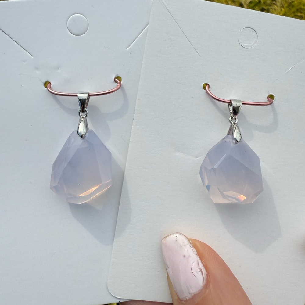 RARE - Stunning Lavender Moon Quartz Faceted Free Form Pendant - Round Shape